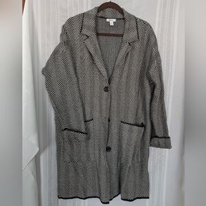 Nine West Women's Black and White Chevron Coat